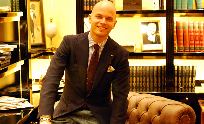 Luca in the Rubinacci bespoke lounge.