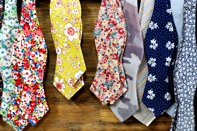 The Common Folk's seasonal selection of floral and colourful bow ties.