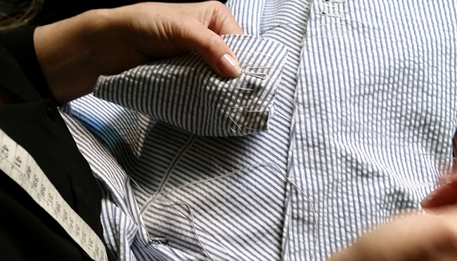 The painstaking work of creating a Milanese buttonhole.